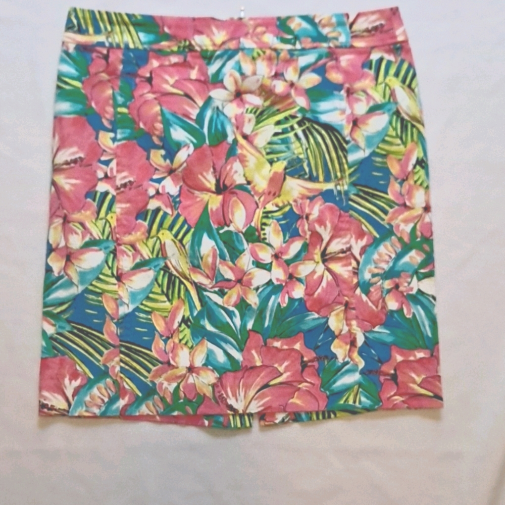 Tropical Bird Loft Denim‎ Vacation Cruise Bold Summer Pencil Skirt